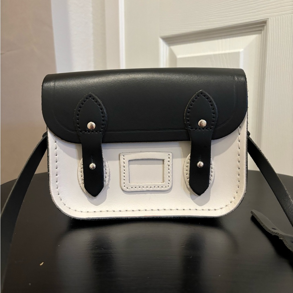 Cambridge Satchel Company micro satchel, black and white
